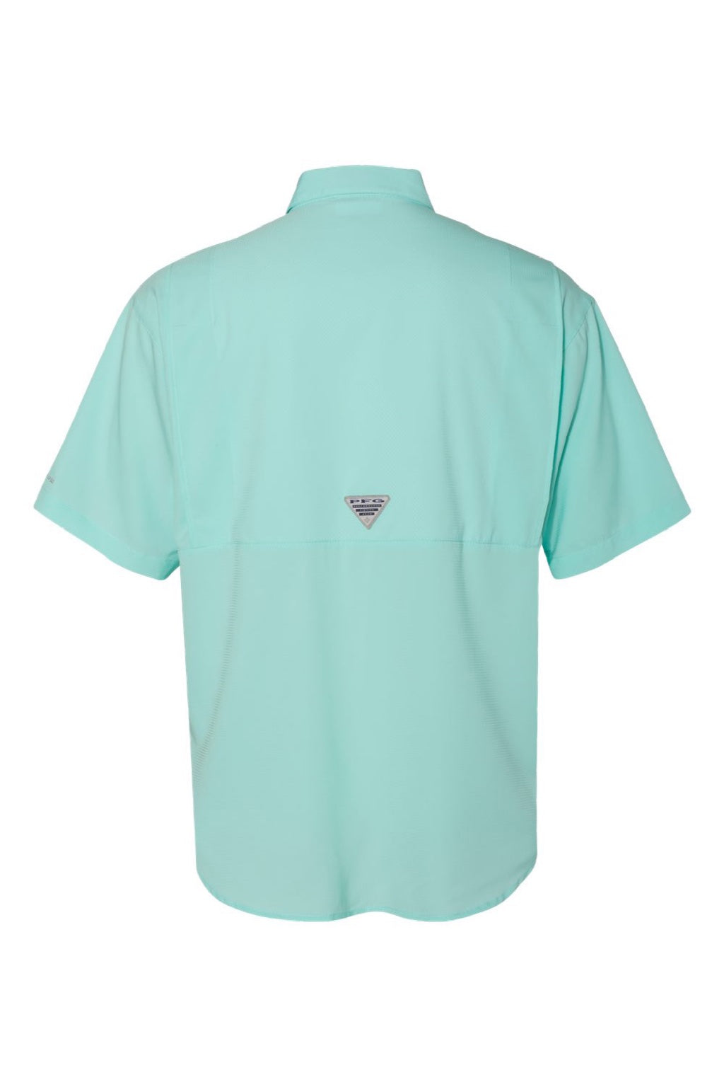 Columbia 212468 Mens PFG Tamiami II Short Sleeve Button Down Shirt w/ Double Pockets Gulf Stream Green Flat Back