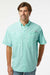 Columbia 212468 Mens PFG Tamiami II Short Sleeve Button Down Shirt w/ Double Pockets Gulf Stream Green Model Front