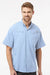 Columbia 212468 Mens PFG Tamiami II Short Sleeve Button Down Shirt w/ Double Pockets Sail Blue Model Front