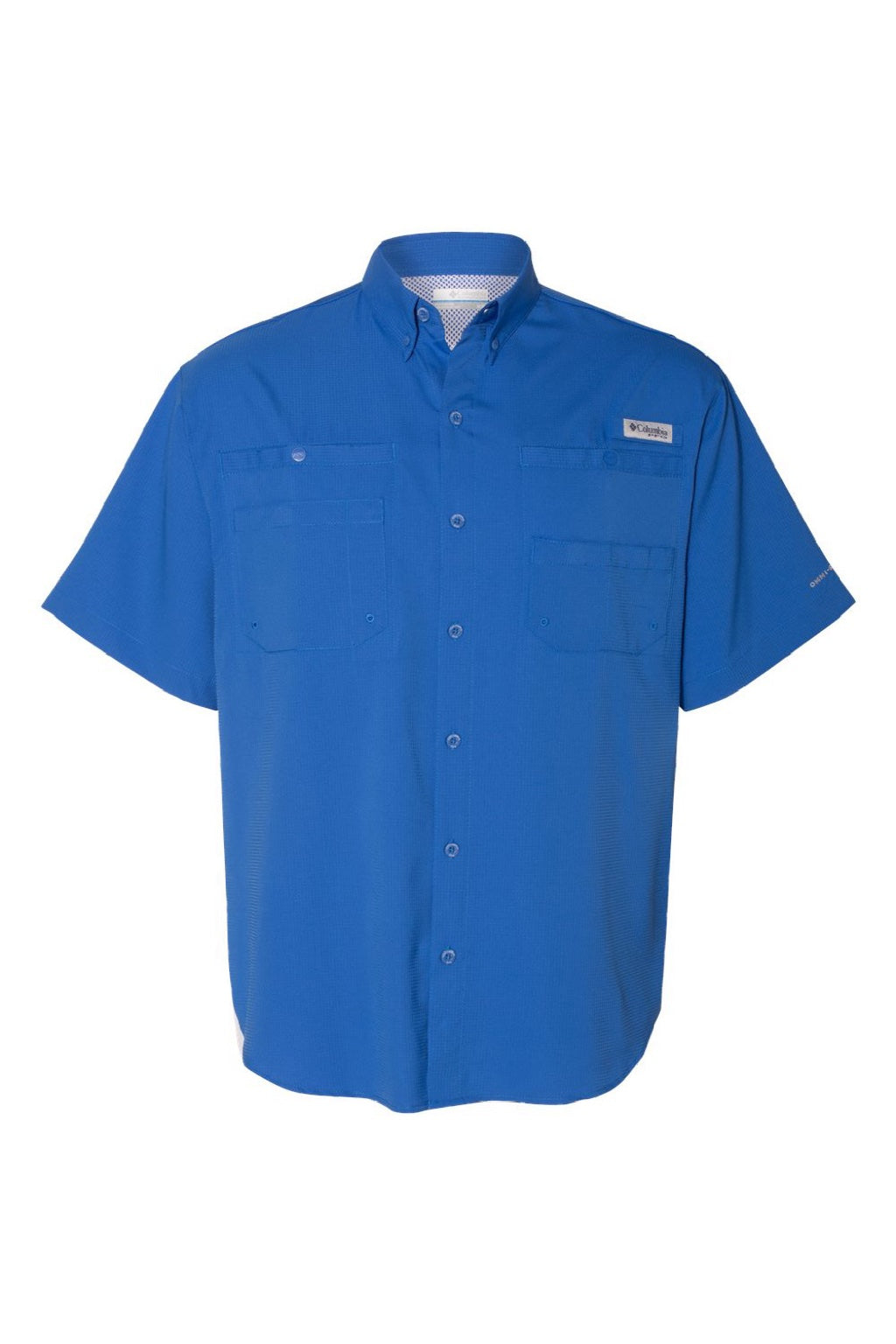 Columbia 212468 Mens PFG Tamiami II Short Sleeve Button Down Shirt w/ Double Pockets Vivid Blue Flat Front