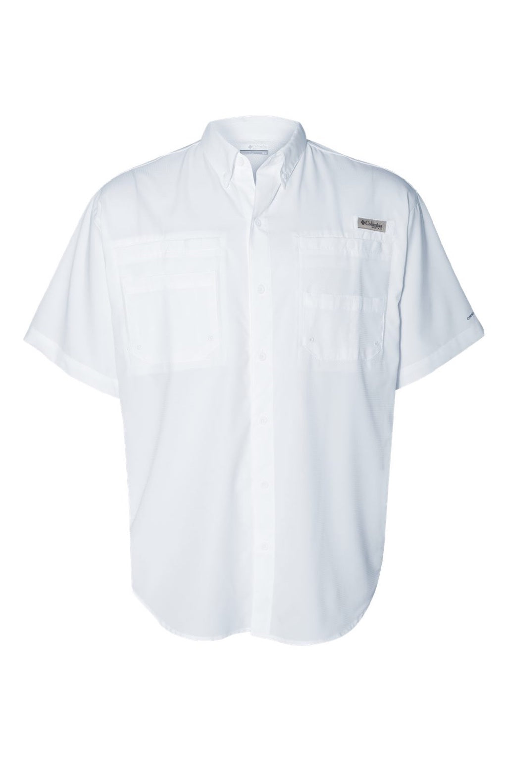 Columbia 212468 Mens PFG Tamiami II Short Sleeve Button Down Shirt w/ Double Pockets White Flat Front