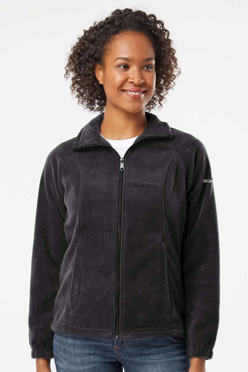 Columbia 212470 Womens Benton Springs Fleece Full Zip Jacket Black Model Front