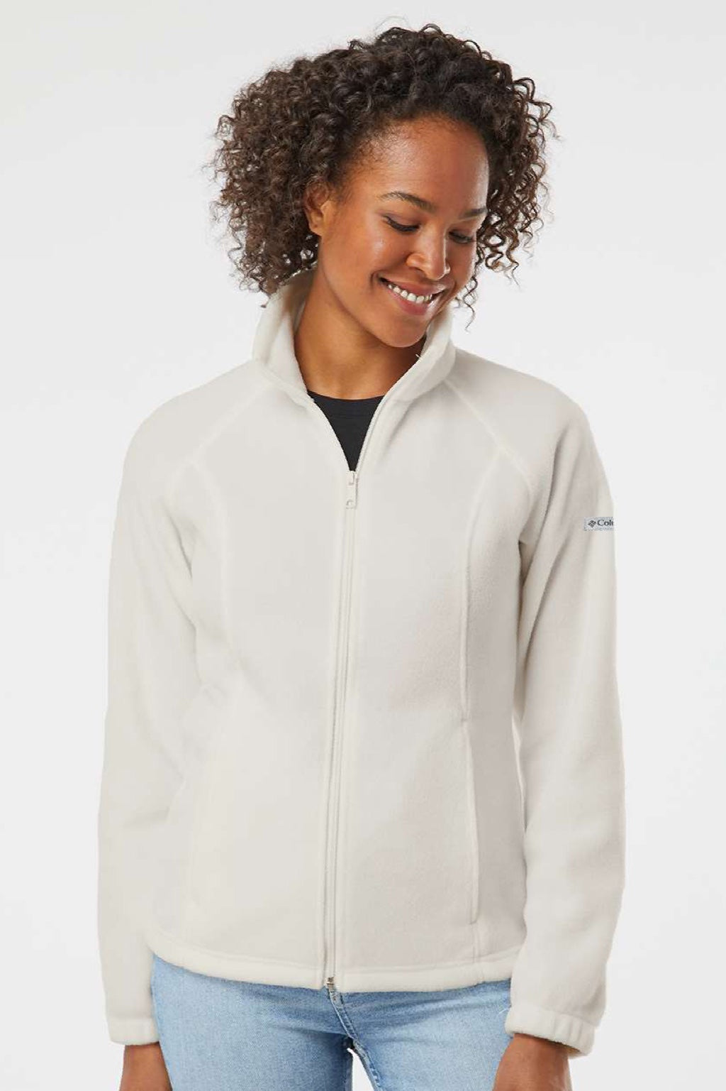 Columbia 212470 Womens Benton Springs Fleece Full Zip Jacket Chalk White Model Front