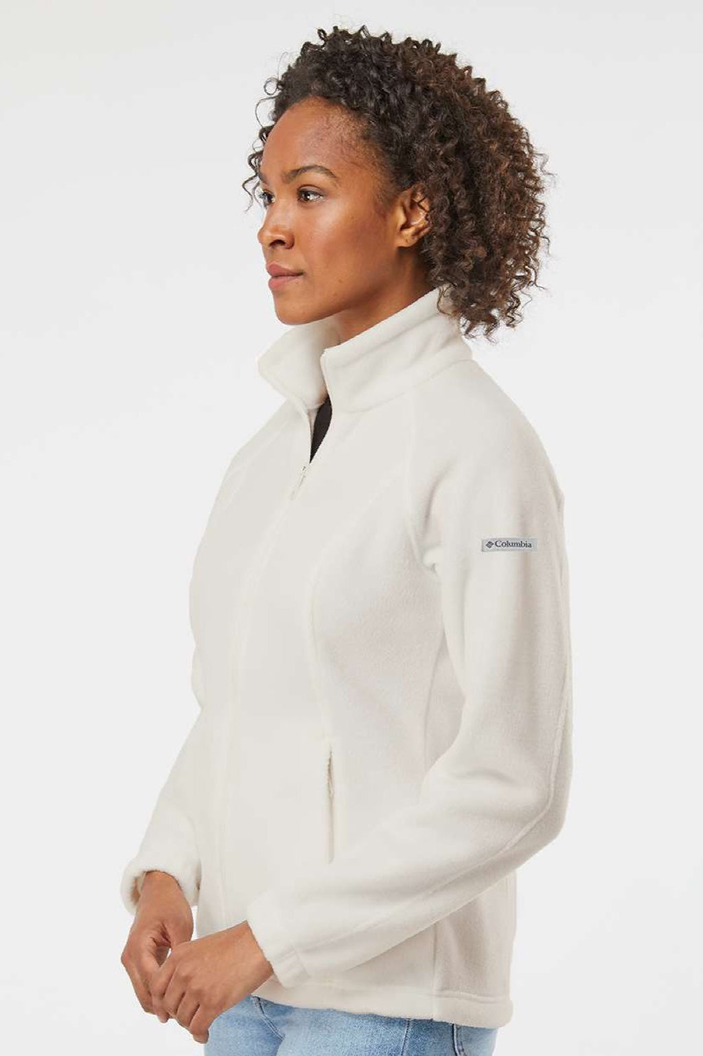 Columbia 212470 Womens Benton Springs Fleece Full Zip Jacket Chalk White Model Side