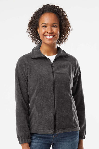 Columbia 212470 Womens Benton Springs Fleece Full Zip Jacket Heather Charcoal Grey Model Front