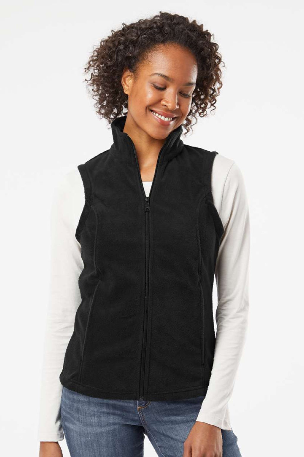 Columbia 212471 Womens Benton Springs Fleece Full Zip Vest Black Model Front