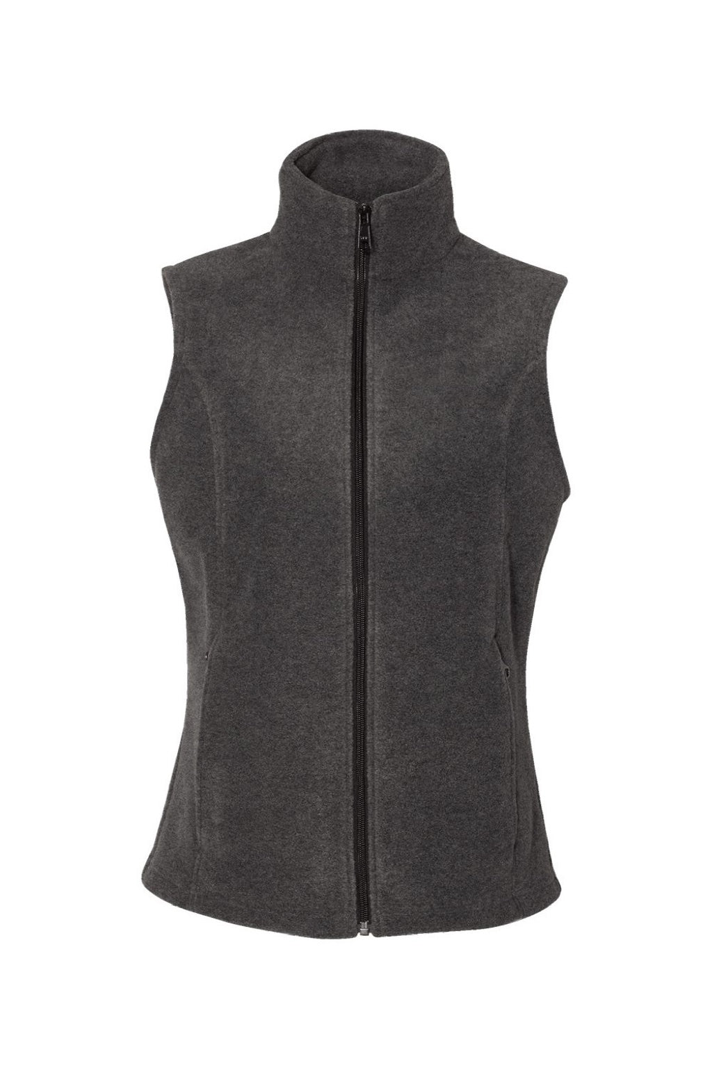 Columbia 212471 Womens Benton Springs Fleece Full Zip Vest Heather Charcoal Grey Flat Front