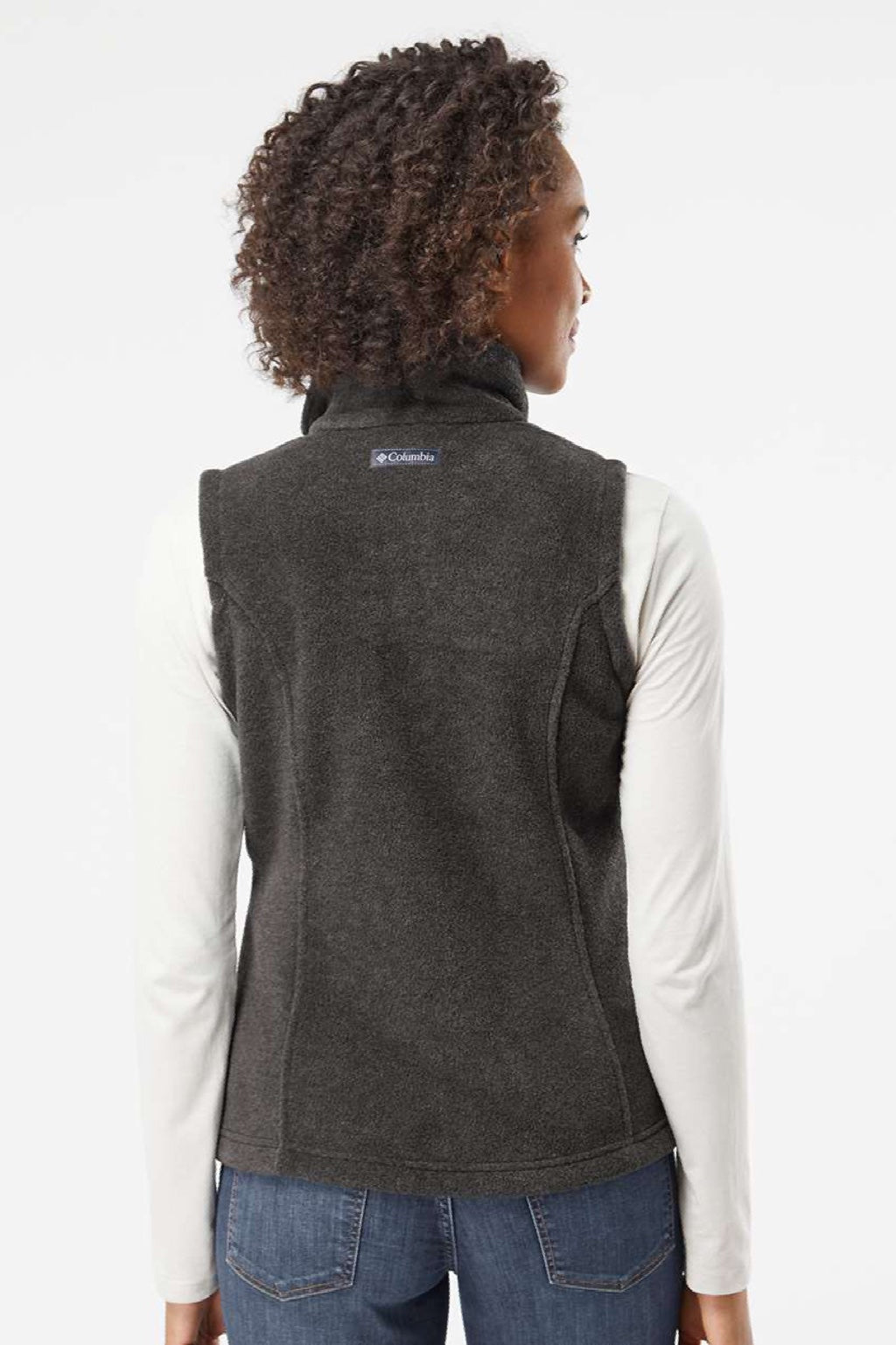 Columbia 212471 Womens Benton Springs Fleece Full Zip Vest Heather Charcoal Grey Model Back