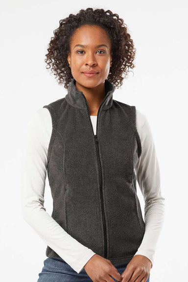 Columbia 212471 Womens Benton Springs Fleece Full Zip Vest Heather Charcoal Grey Model Front
