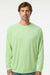 Columbia 212472 Mens PFG Terminal Tackle Long Sleeve Crewneck T-Shirt Key West Green/Cool Grey Model Front
