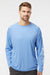Columbia 212472 Mens PFG Terminal Tackle Long Sleeve Crewneck T-Shirt White Cap Blue/White Model Front