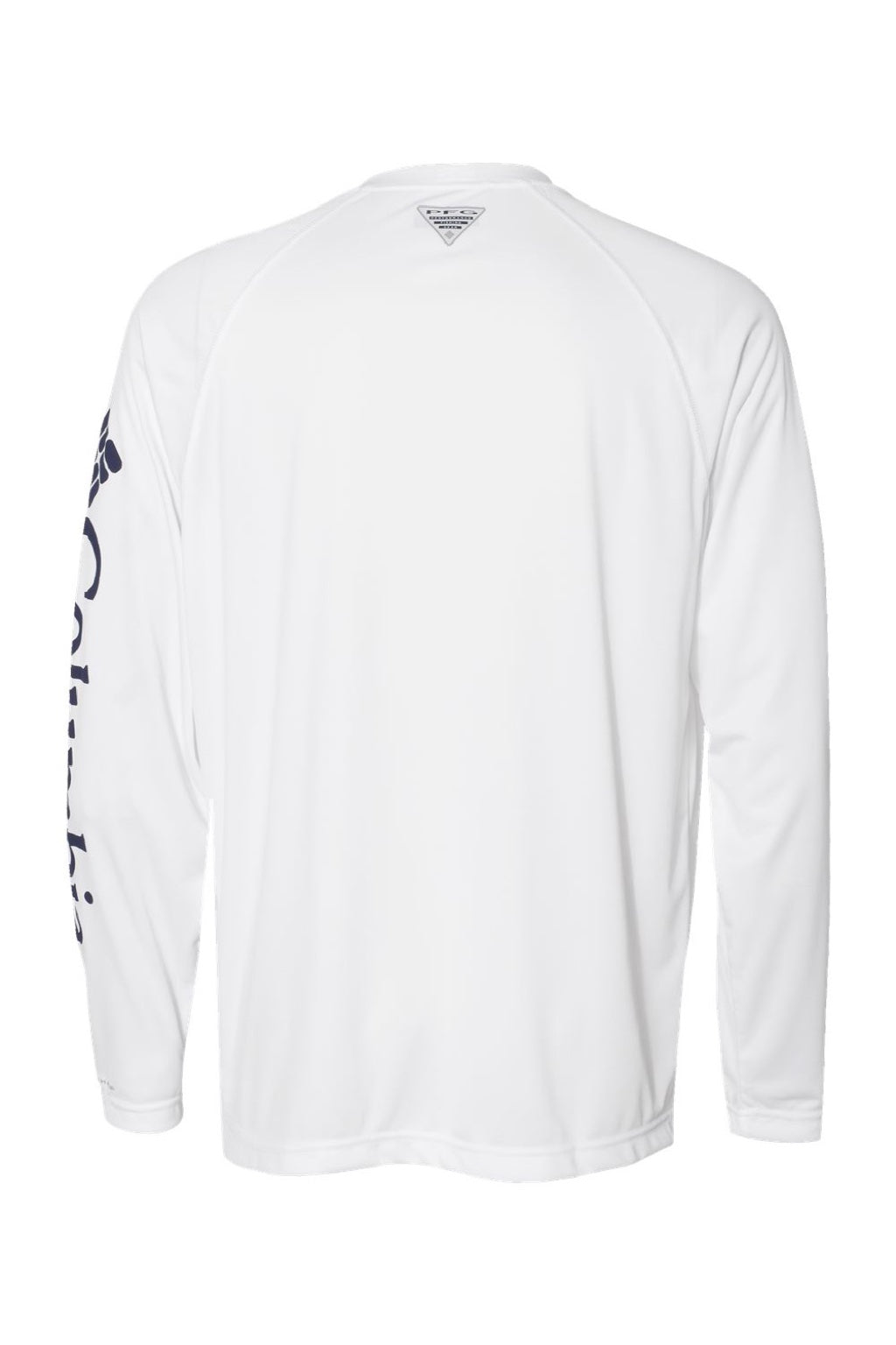 Columbia 212472 Mens PFG Terminal Tackle Long Sleeve Crewneck T-Shirt White/Nightshade Blue Flat Back