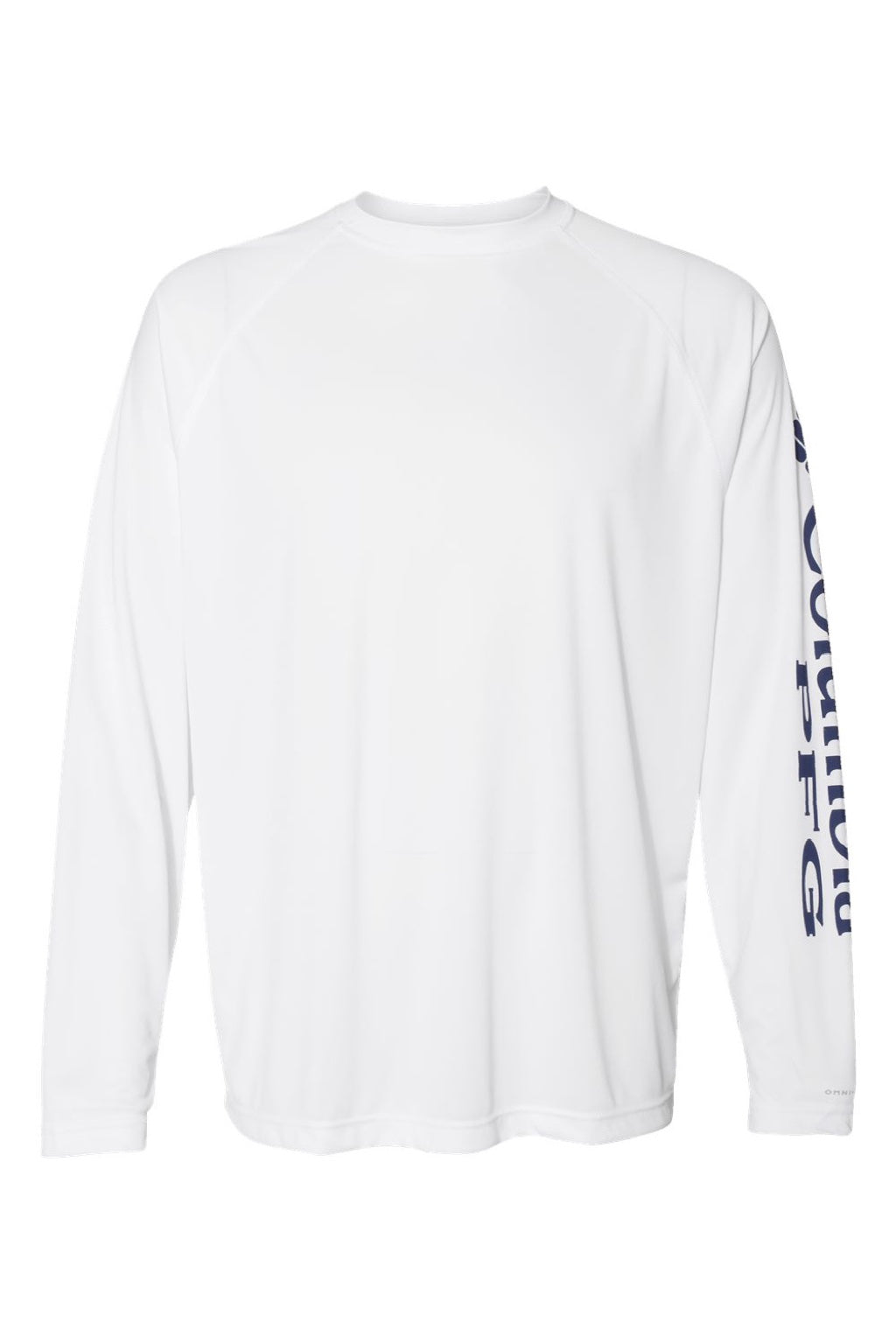 Columbia 212472 Mens PFG Terminal Tackle Long Sleeve Crewneck T-Shirt White/Nightshade Blue Flat Front