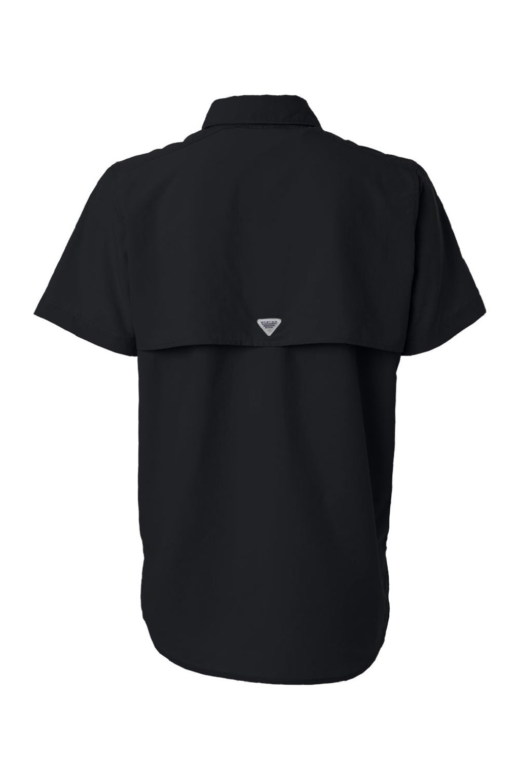 Columbia 212473 Womens PFG Bahama Short Sleeve Button Down Shirt w/ Double Pockets Black Flat Back