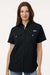 Columbia 212473 Womens PFG Bahama Short Sleeve Button Down Shirt w/ Double Pockets Black Model Front