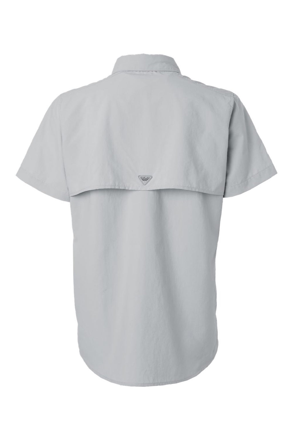 Columbia 212473 Womens PFG Bahama Short Sleeve Button Down Shirt w/ Double Pockets Cool Grey Flat Back