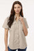Columbia 212473 Womens PFG Bahama Short Sleeve Button Down Shirt w/ Double Pockets Fossil Model Front