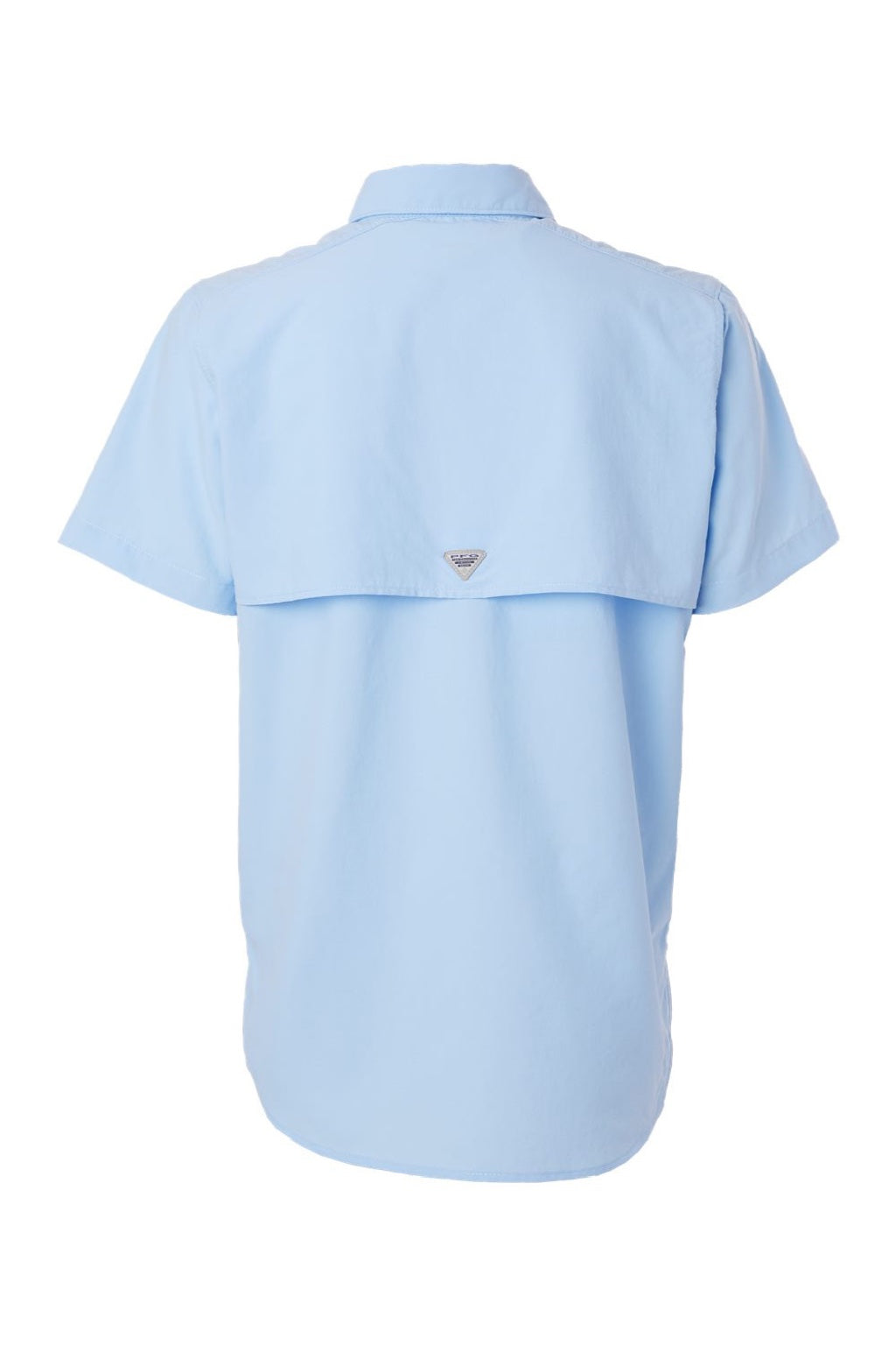 Columbia 212473 Womens PFG Bahama Short Sleeve Button Down Shirt w/ Double Pockets Sail Blue Flat Back