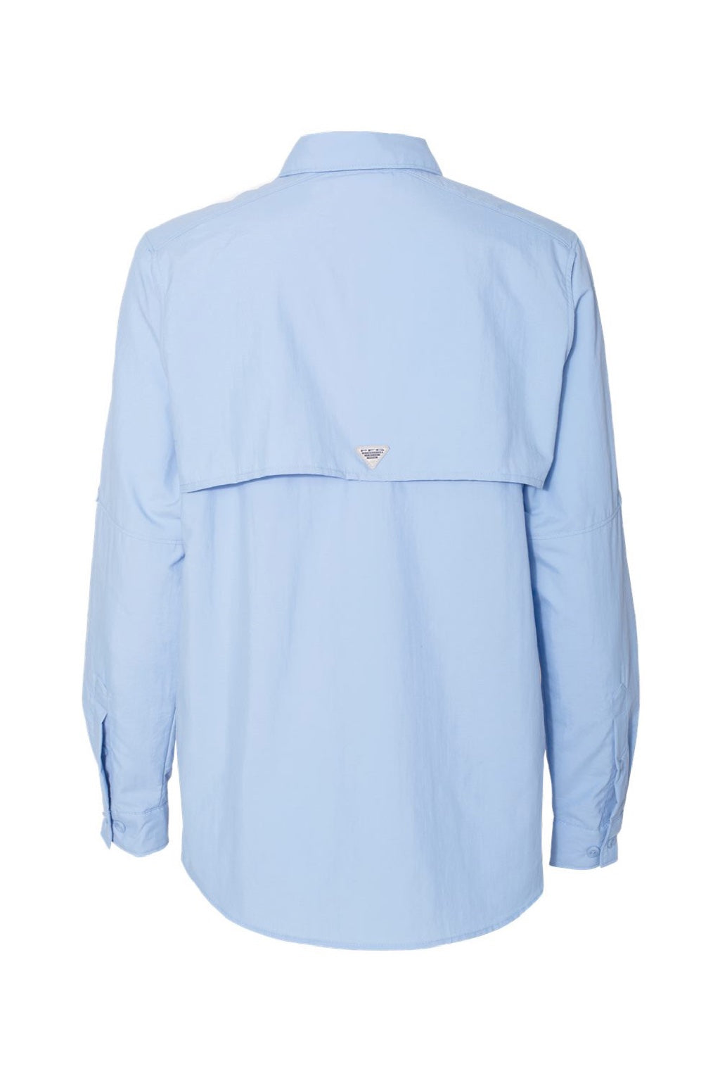 Columbia 212474 Womens PFG Bahama Long Sleeve Button Down Shirt w/ Double Pockets Sail Blue Flat Back