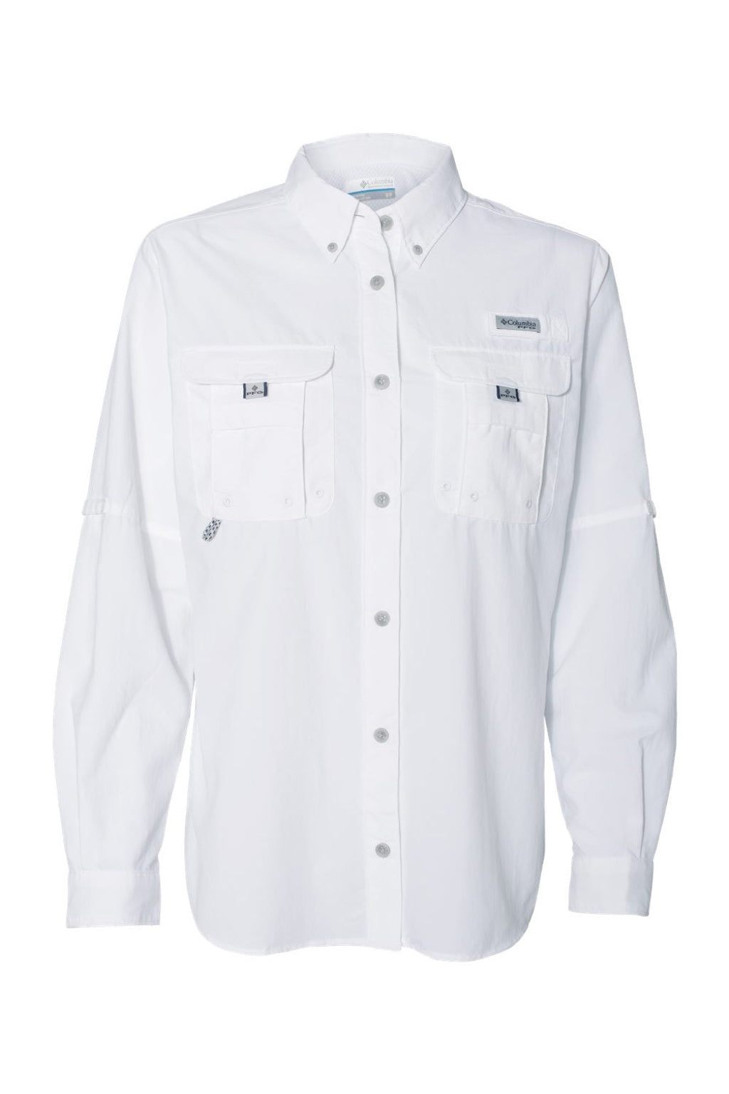 Columbia 212474 Womens PFG Bahama Long Sleeve Button Down Shirt w/ Double Pockets White Flat Front