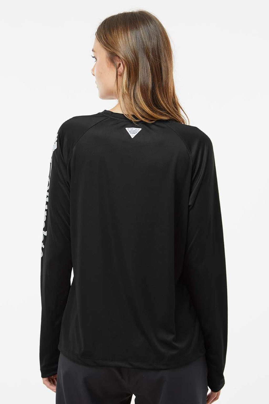 Columbia 212485 Womens PFG Tidal II Long Sleeve Crewneck T-Shirt Black/Cirrus Grey Model Back