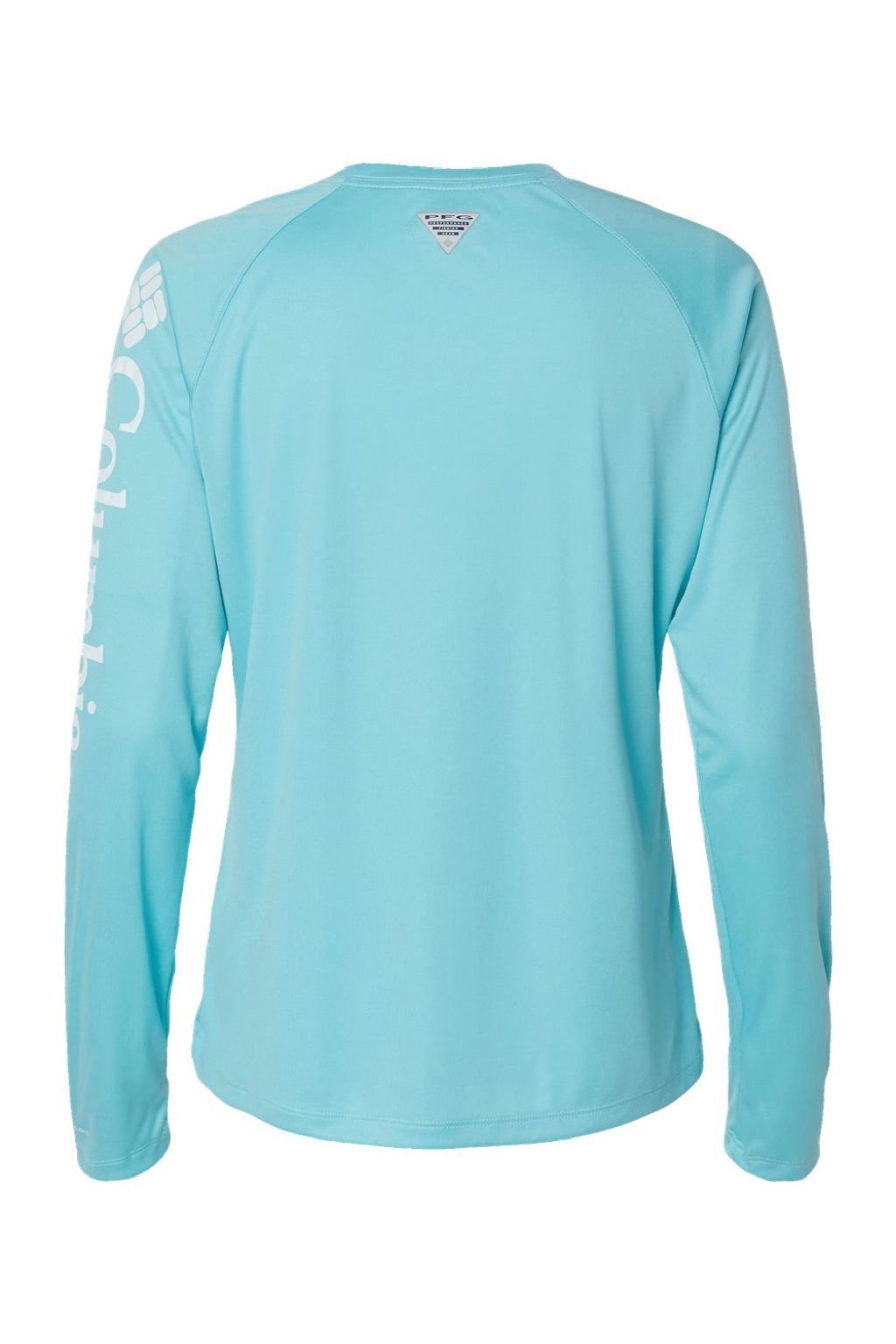 Columbia 212485 Womens PFG Tidal II Long Sleeve Crewneck T-Shirt Clear Blue/White Flat Back