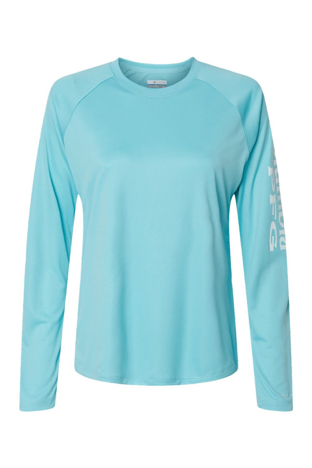 Columbia 212485 Womens PFG Tidal II Long Sleeve Crewneck T-Shirt Clear Blue/White Flat Front
