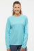 Columbia 212485 Womens PFG Tidal II Long Sleeve Crewneck T-Shirt Clear Blue/White Model Front
