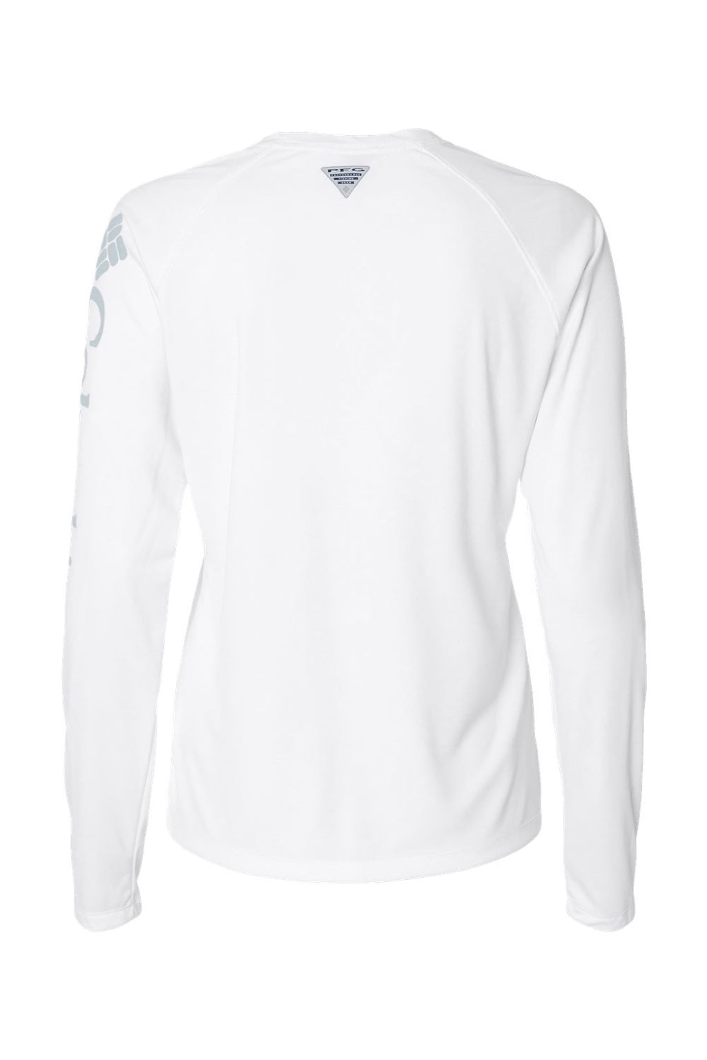 Columbia 212485 Womens PFG Tidal II Long Sleeve Crewneck T-Shirt White/Cirrus Grey Flat Back