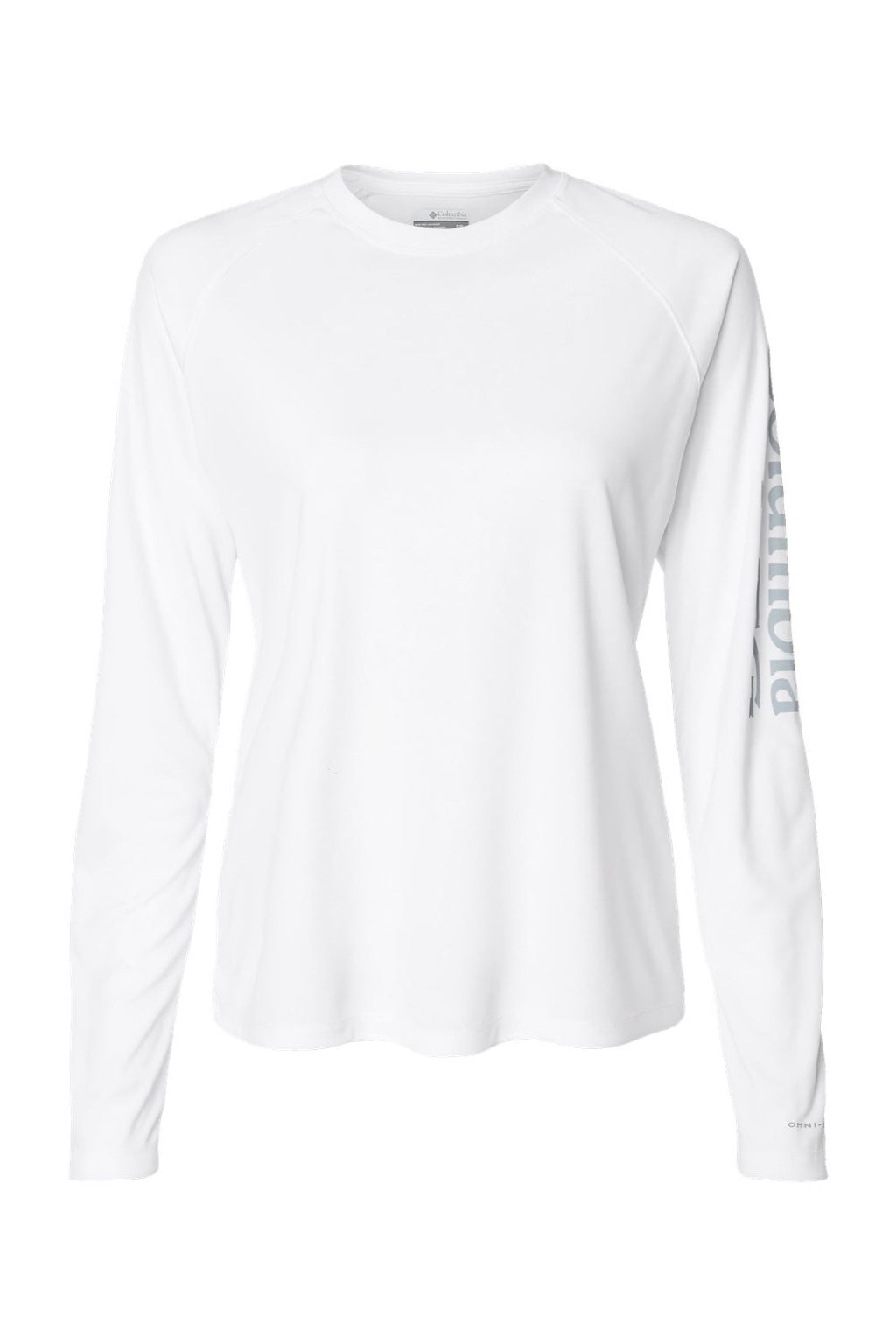 Columbia 212485 Womens PFG Tidal II Long Sleeve Crewneck T-Shirt White/Cirrus Grey Flat Front