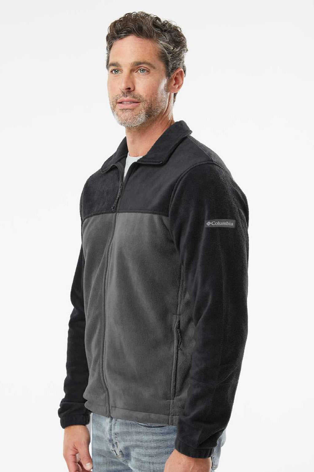 Columbia 212478 Mens Steens Mountain 2.0 Full Zip Jacket Black/Grill Grey Model Side