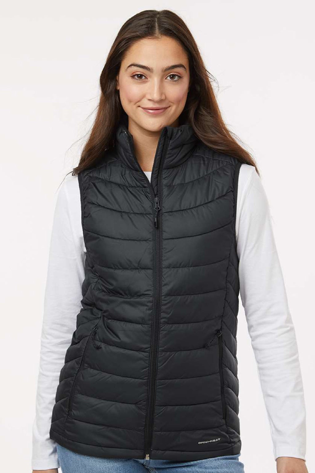 Columbia 212492 Womens Powder Lite Full Zip Vest Black Model Front