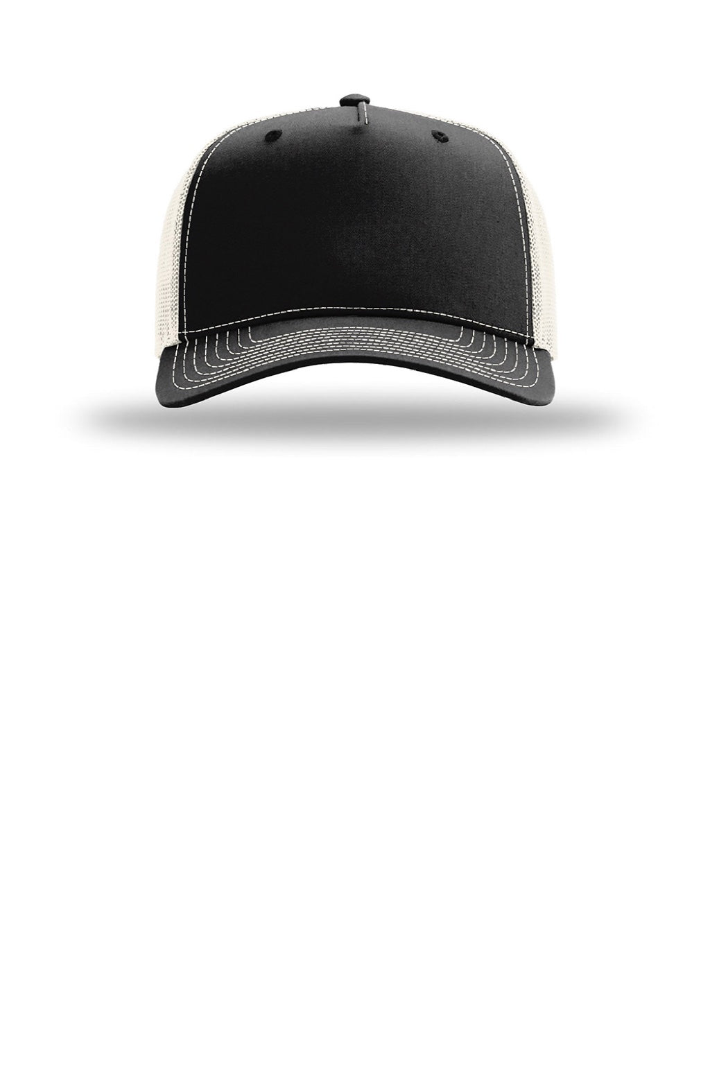 Richardson Hats 112FPC Mens Champ Snapback Trucker Hat Black/Birch Flat Front
