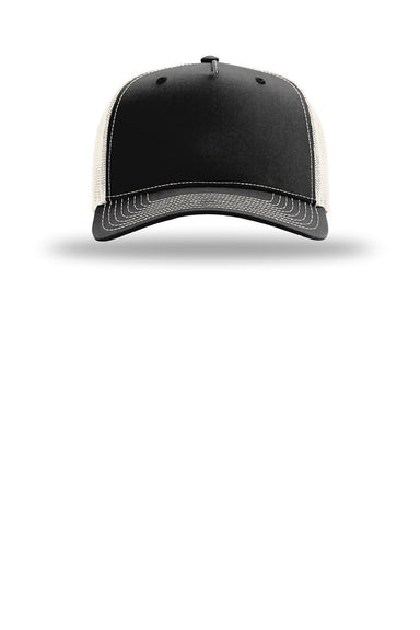 Richardson Hats 112FPC Mens Champ Snapback Trucker Hat Black/Birch Flat Front
