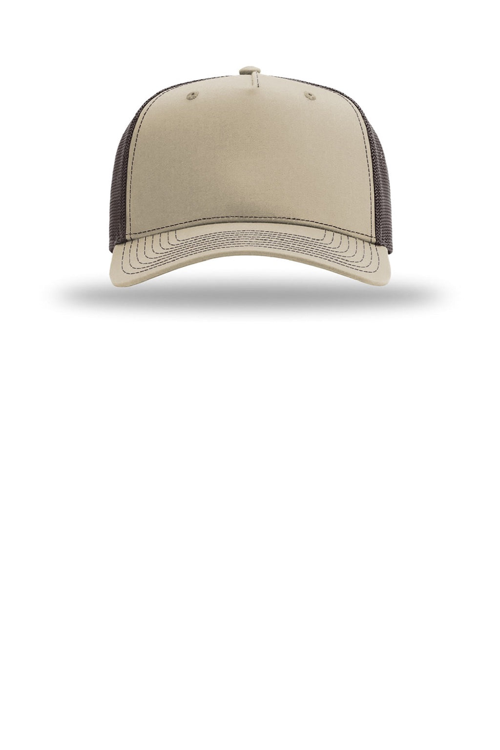 Richardson Hats 112FPC Mens Champ Snapback Trucker Hat Khaki/Coffee Brown Flat Front