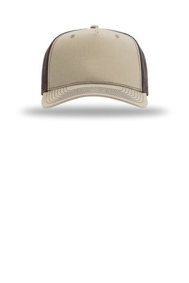 Richardson Hats 112FPC Mens Champ Snapback Trucker Hat Khaki/Coffee Brown Flat Front
