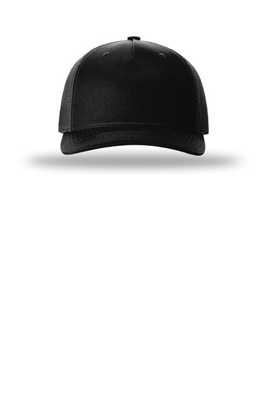 Richardson Hats 112FP Mens 5 Panel Snapback Trucker Hat Black Flat Front