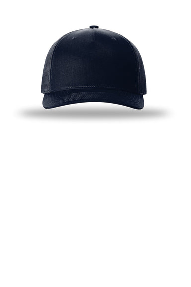 Richardson Hats 112FP Mens 5 Panel Snapback Trucker Hat Navy Blue Flat Front