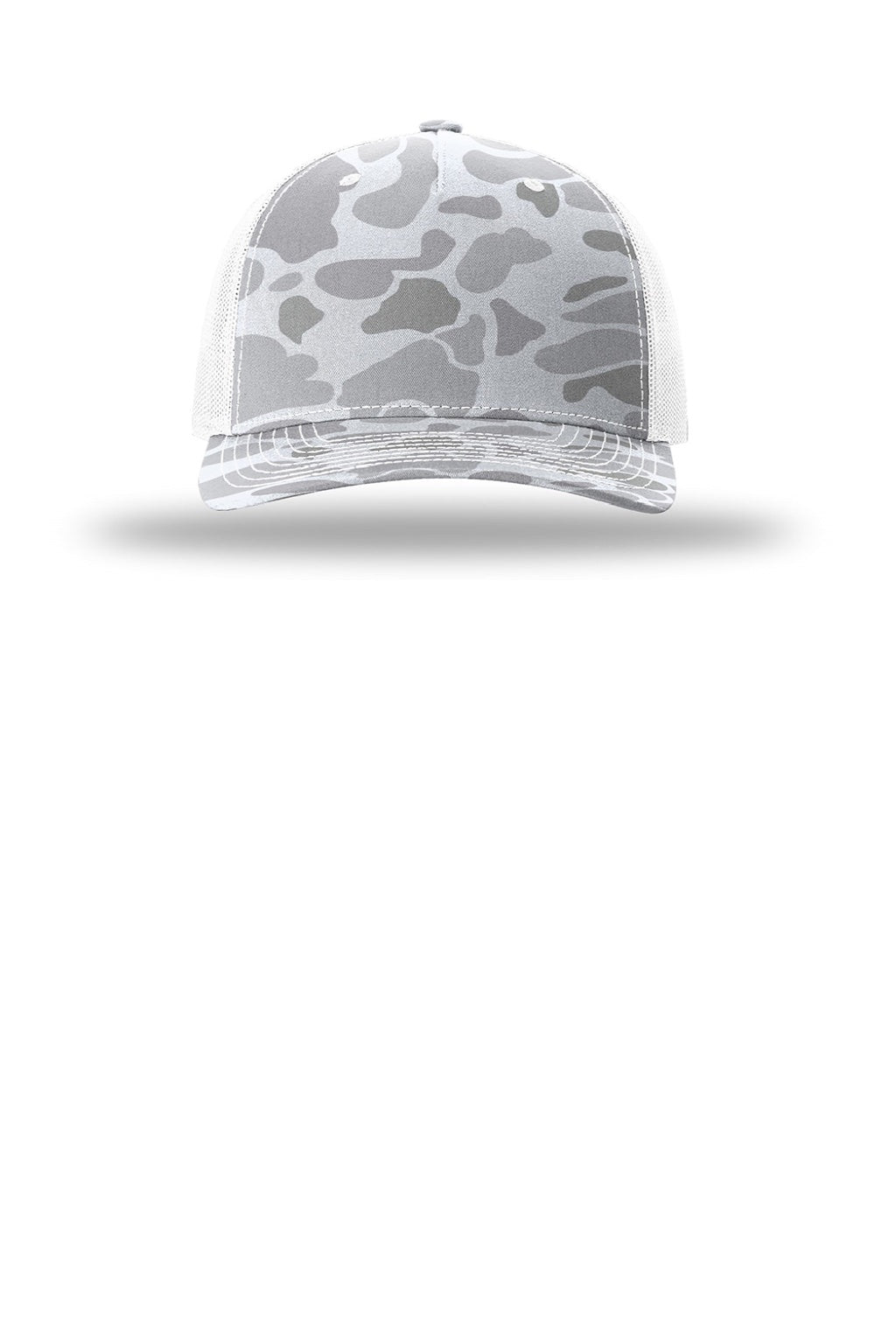 Richardson Hats 112PFP Mens Printed Snapback Trucker Hat Blizzard Duck Camo/White Flat Front