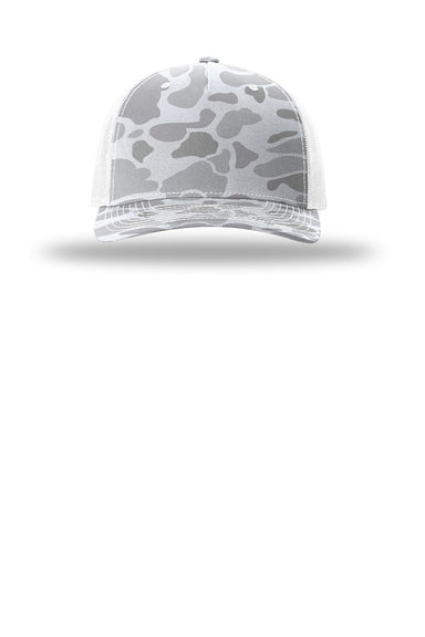 Richardson Hats 112PFP Mens Printed Snapback Trucker Hat Blizzard Duck Camo/White Flat Front