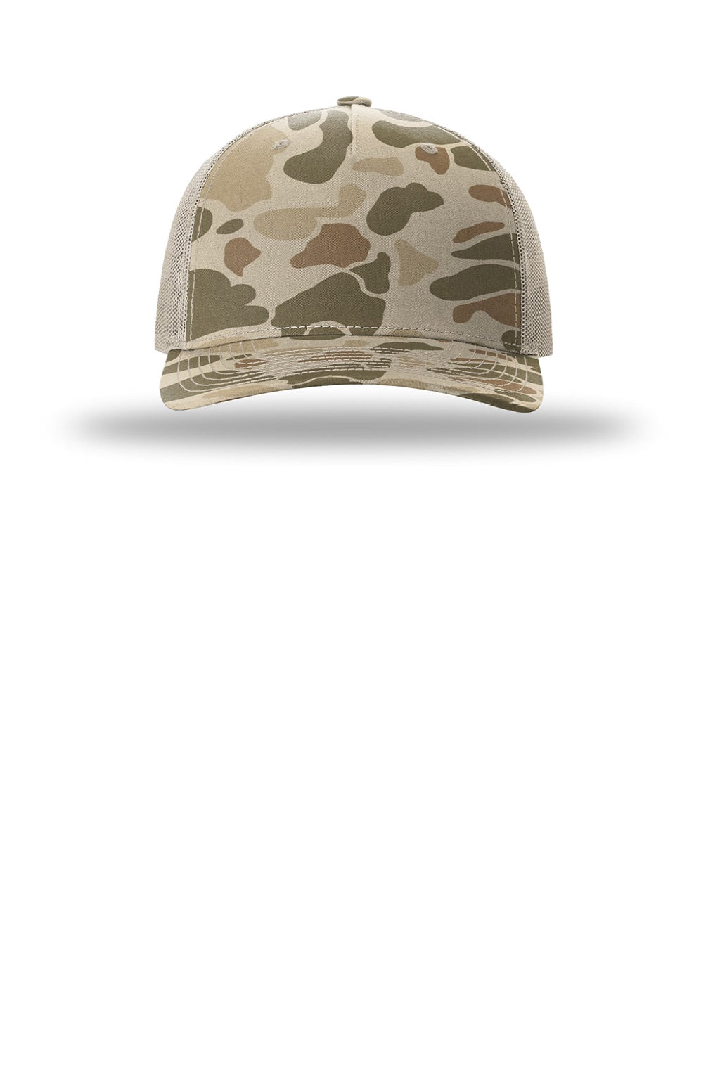 Richardson Hats 112PFP Mens Printed Snapback Trucker Hat Harvest Duck Camo/Light Tan Flat Front