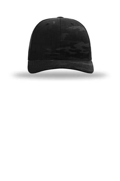 Richardson Hats 112PT Mens Tactical Snapback Trucker Hat Multicam Black/Black Flat Front