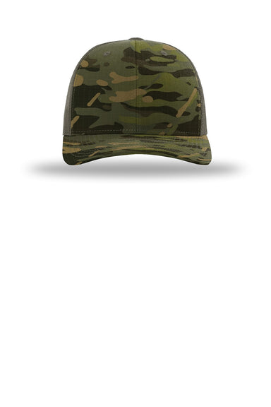 Richardson Hats 112PT Mens Tactical Snapback Trucker Hat Multicam Tropic/Loden Green Flat Front