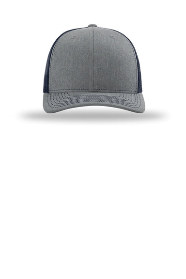 Richardson Hats 112 Mens Snapback Trucker Hat Heather Grey/Navy Blue Flat Front