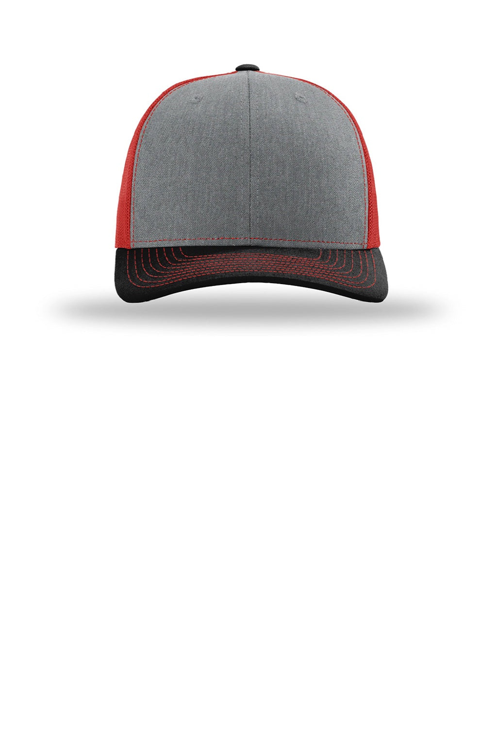 Richardson Hats 112 Mens Snapback Trucker Hat Heather Grey/Red/Black Flat Front