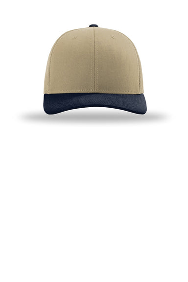 Richardson Hats 112 Mens Snapback Trucker Hat Khaki/Khaki/Navy Blue Flat Front