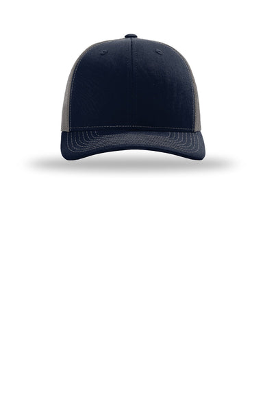 Richardson Hats 112 Mens Snapback Trucker Hat Navy Blue/Charcoal Grey Flat Front