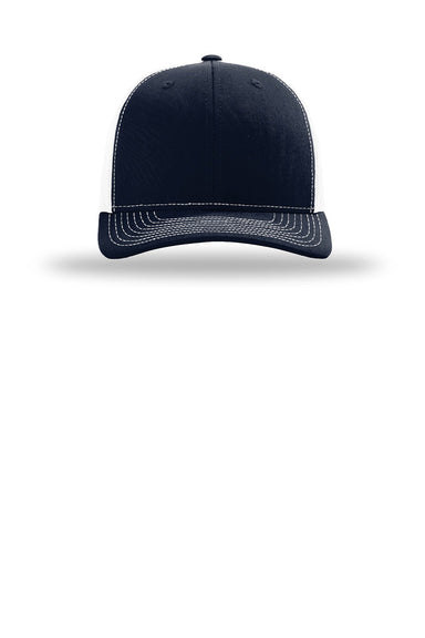 Richardson Hats 112 Mens Snapback Trucker Hat Navy Blue/White Flat Front