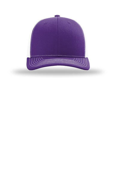 Richardson Hats 112 Mens Snapback Trucker Hat Purple/White Flat Front