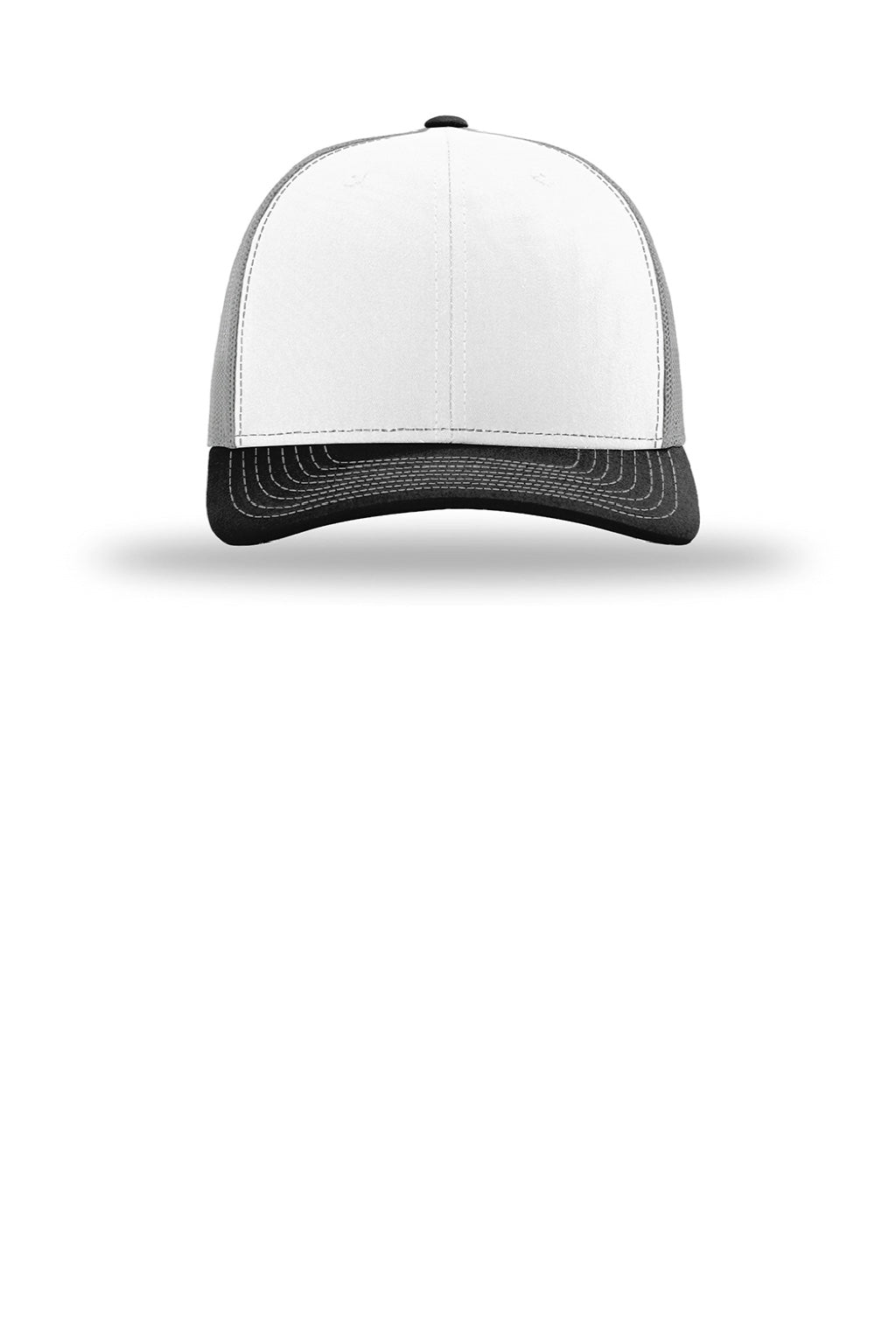 Richardson Hats 112 Mens Snapback Trucker Hat White/Aluminum Grey/Black Flat Front